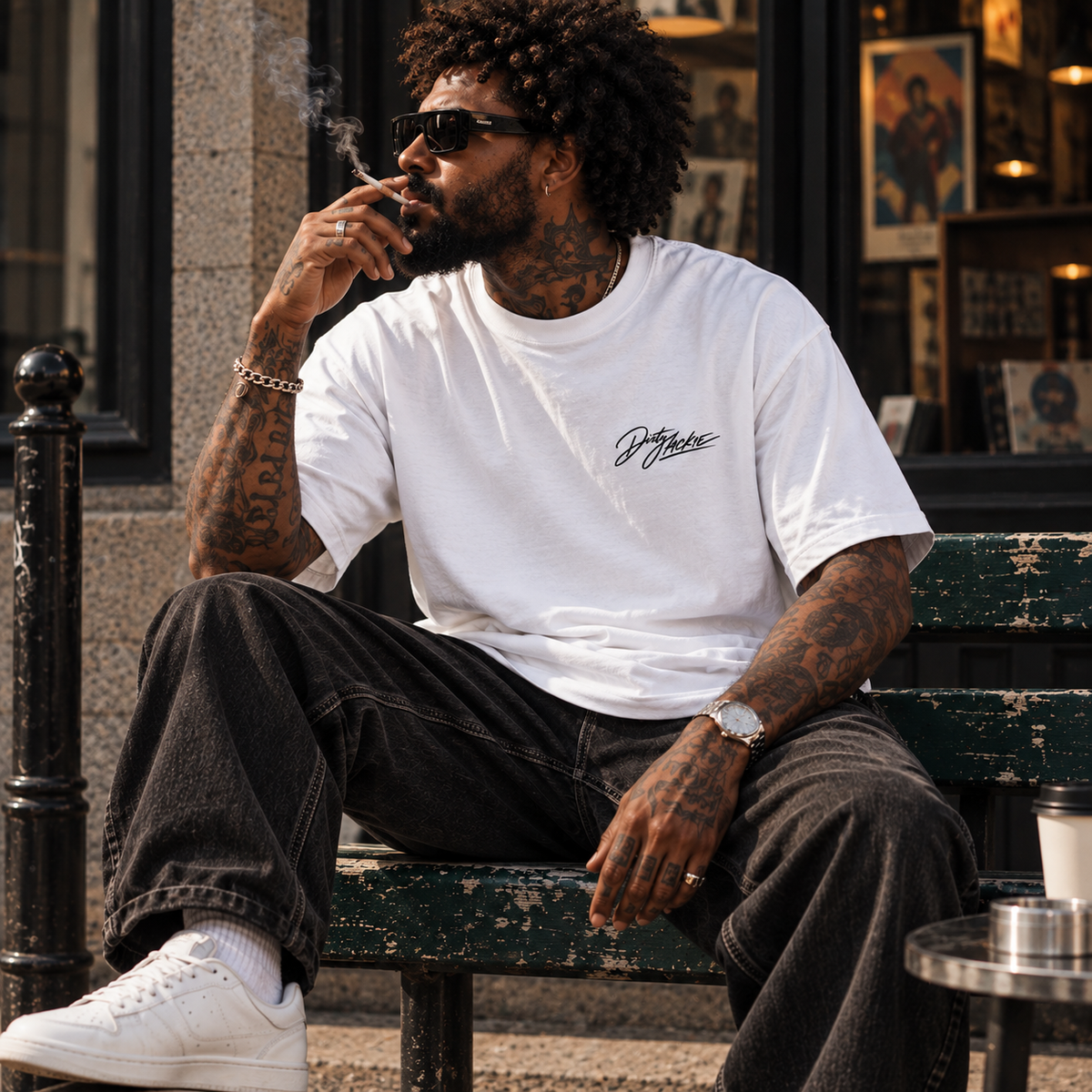 T-shirt oversize unisexe 100% coton cardé - JACKIE & MICHEL BLANC